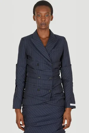 Lourdes Pinstripe Ruched Blazer - Femme Blazers S