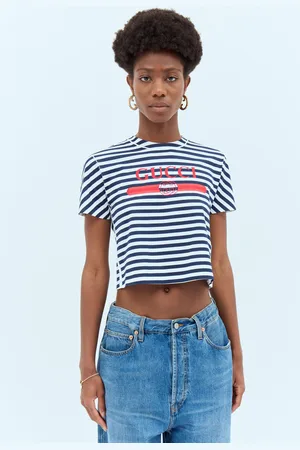 Gucci Striped Logo Print T-shirt - Femme T-shirts Navy M