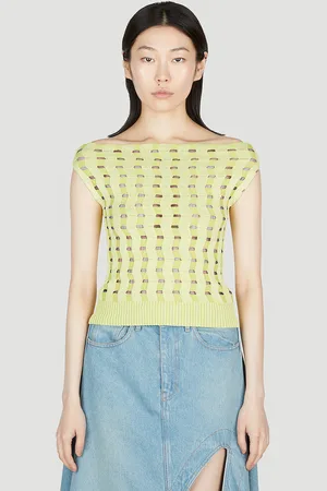 Kiko Kostadinov Off épaulesKnit Top - Femme Pulls Green Fr - 40