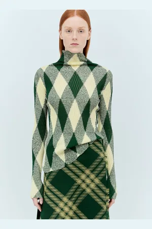 Burberry Argyle High-neck Sweater - Femme Pulls Green S