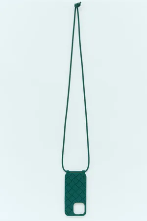 Bottega Veneta Iphone 14 Pro Case On Strap - Homme Tech Green One Size