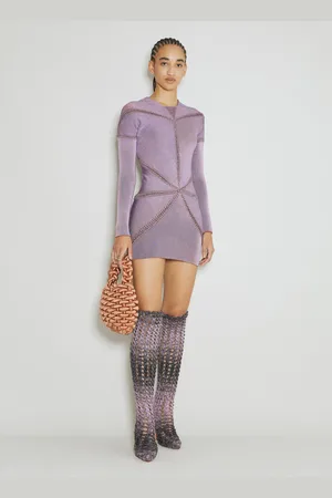 Isa Boulder Ray Knit Mini Dress - Femme Robes Lilac L