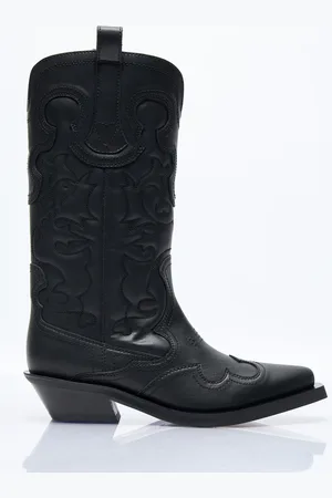 Ganni Mid Shaft Embroidered Western Bottes- Femme Bottines Et Bottes Eu - 36
