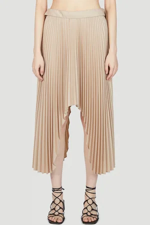 Rokh Satin Pleated Skirt - Femme Jupes Beige Fr - 38