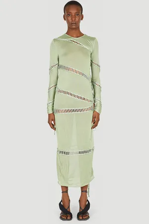 Isa Boulder Puzzle Longues Manchese Dress - Femme Robes Green Xs