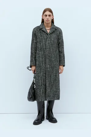 DRIES VAN NOTEN Marled Long Wool Coat - Homme Manteaux Grey Xl
