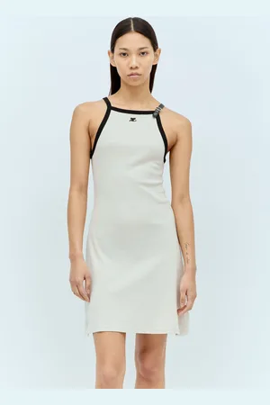 Courrèges Buckle Contrast Dress - Femme Robes Cream M