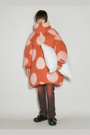 Marni Oversized Long Polka Dot Down Coat - Femme Blousons Orange S