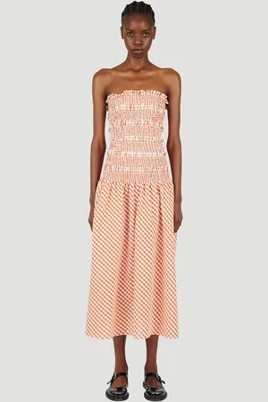 Kenzo Gingham Smock Dress - Femme Robes Orange M