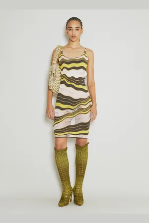 Isa Boulder Wave Knit Midi Dress - Femme Robes Yellow L