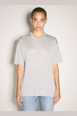 Saint Laurent Wool And Silk T-shirt - Femme T-shirts Grey S