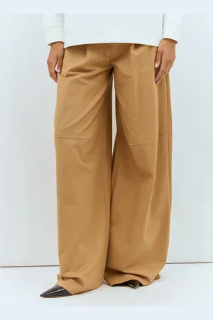 Max Mara Oversized Stretch Cotton Pantalon - Femme Pantalons Beige It - 38