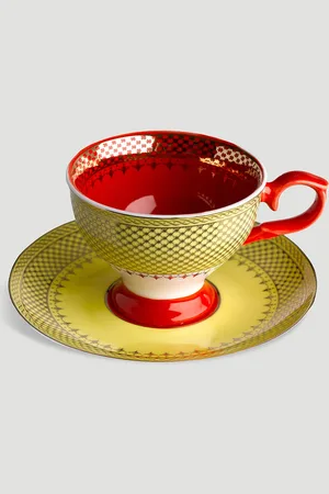 POLSPOTTEN Set Of Four Grandma Espresso Cups And Saucers - Tea & Coffee Multicoloured One Size