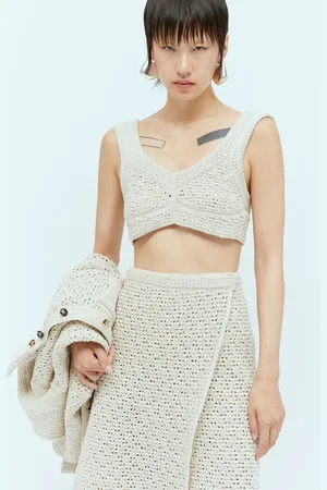 Bottega Veneta Textured Knit Crop Top - Femme Hauts Beige Xs