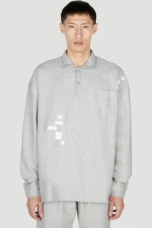 SAINTWOODS Longues Manchese Knit Polo Top - Homme Polos Grey S