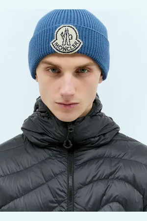 Moncler Logo Patch Beanie Hat - Homme Chapeaux One Size