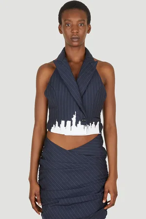 Lourdes Skyline Pinstripe Halter Top - Femme Hauts Xs