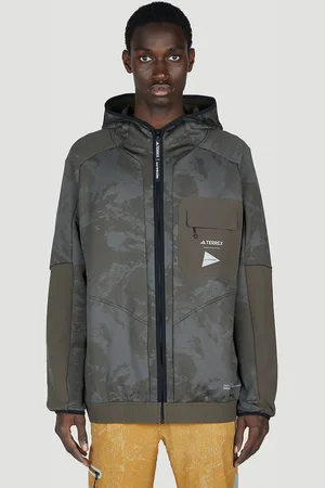 adidas Graphic Print Hooded Jacket - Homme Blousons Khaki Xs