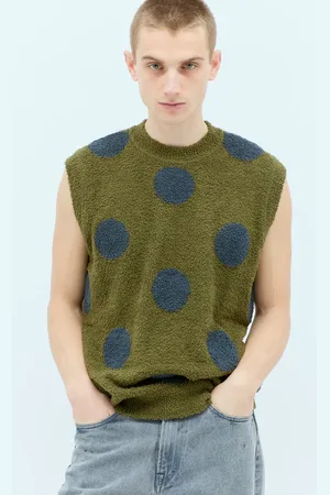 Brain Dead Teddy Fur Dot Knit Sweater Vest - Homme Pulls Green S