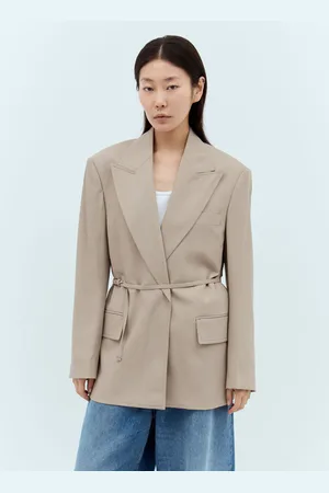 Acne Studios Peak Lapels Belted Blazer - Femme Blazers Beige Fr - 32