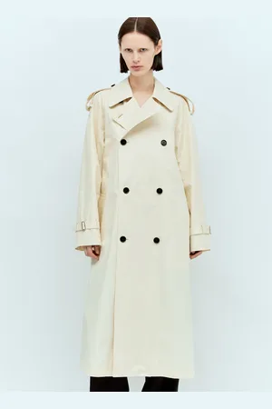Burberry Long Gabardine Trench Coat - Femme Manteaux Cream Uk - 06