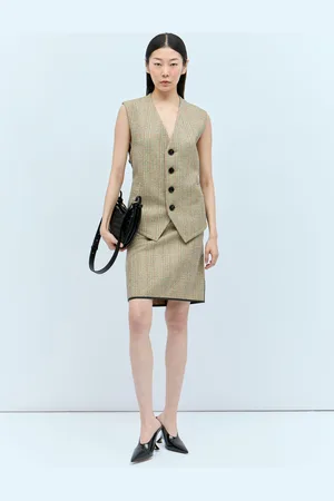 Bottega Veneta Prince Of Wales Waistcoat - Femme Hauts Beige It - 42