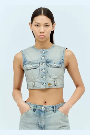 Courrèges Denim Crop Vest - Femme Hauts Fr - 36