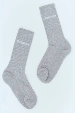 Jacquemus Les Chaussettes Logo Socks - Homme Chaussettes Grey Eu 43 - 46