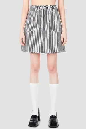 Kenzo Floral Stripe Denim Mini Skirt - Femme Jupes 27