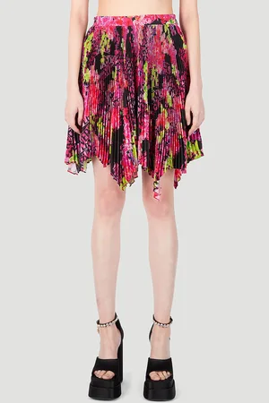 VERSACE Floral Logo Pleated Mini Skirt - Femme Jupes It - 40