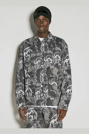 HAN Kjøbenhavn Camo Printed Utility Chemise- Homme Chemises Grey Eu - 54