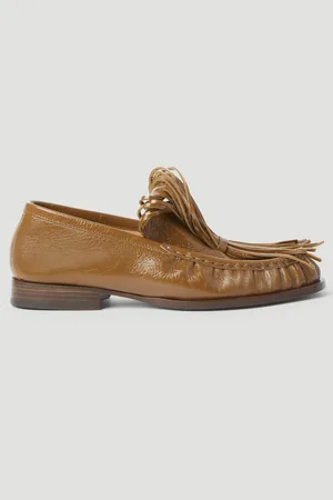 DRIES VAN NOTEN Fringe Embellished Leather Loafers - Femme Mocassins Beige Eu - 36