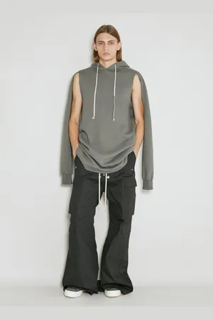Rick Owens Distressed Hooded Sweatshirt - Homme Sweatshirts Grey S