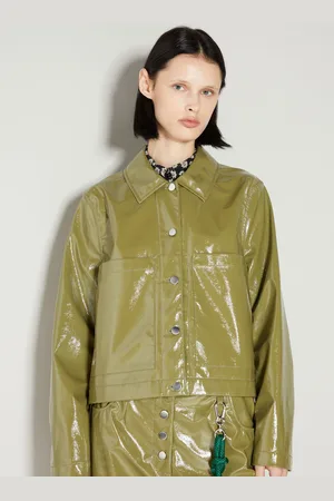 SONG FOR THE MUTE Cropped Glossy Vinyl Jacket - Femme Blousons Olive Fr - 38