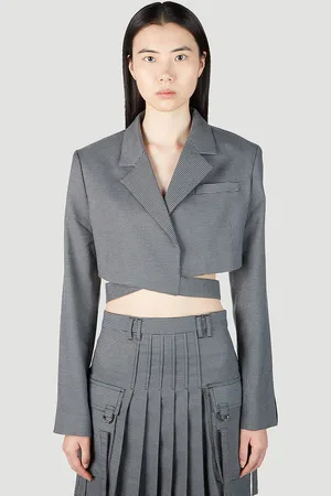 Rokh Cropped Blazer - Femme Blazers Grey Fr - 38