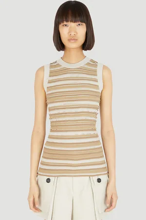 Durazzi Milano Rouches Cut-out Knit Tank Top - Femme Hauts Beige S
