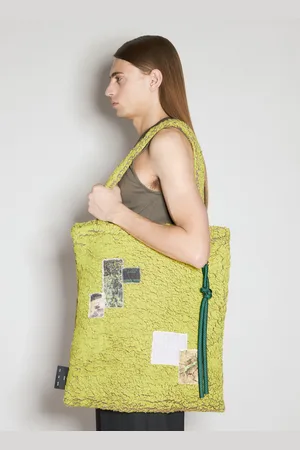 SONG FOR THE MUTE Painted Sherpa Tote Sac - Homme Sacs Cabas Yellow One Size