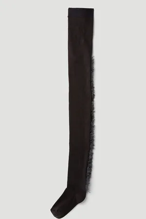 Durazzi Milano Frayed Trim Tights - Femme Chaussettes Grey One Size