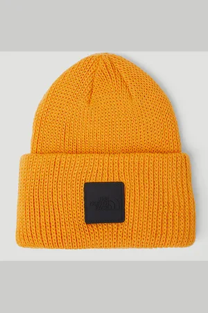 The North Face Logo Patch Beanie Hat - Homme Chapeaux Orange One Size