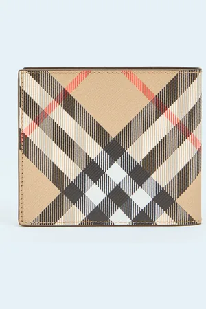 Burberry Check Bi-fold Wallet - Homme Portefeuilles & Porte-cartes Beige One Size