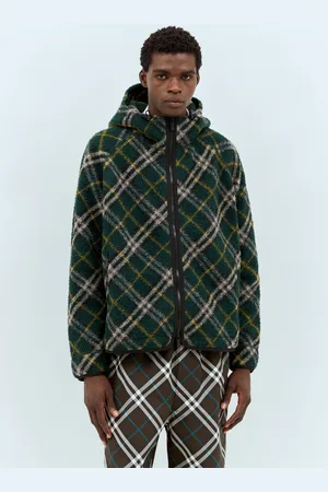 Burberry Check Fleece Jacket - Homme Blousons Dark Green M