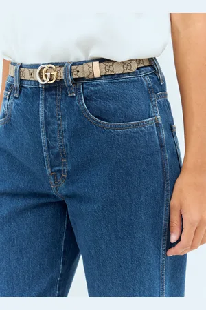 Gucci Gg Marmont Reversible Thin Belt - Femme Ceintures Beige 70