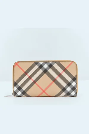 Burberry Check Long Wallet - Homme Portefeuilles & Porte-cartes Beige One Size