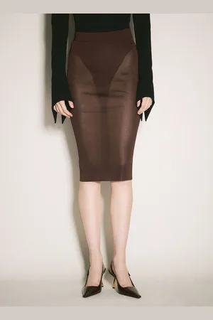 Saint Laurent Pencil Knit Skirt - Femme Jupes Burgundy M
