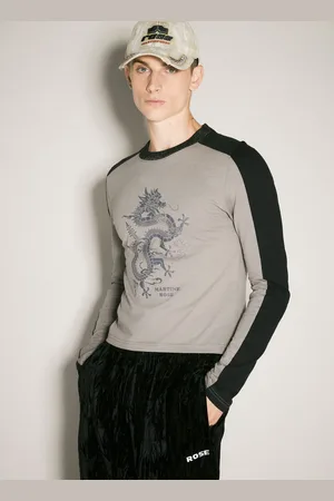 MARTINE ROSE Long-sleeve Shrunken T-shirt - T-shirts Grey S
