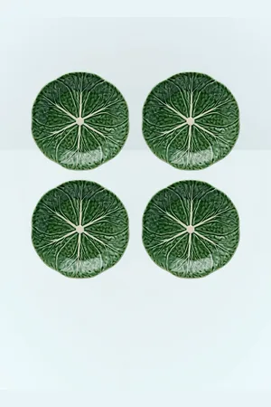 Bordallo Pinheiro Set Of Four Couve Dessert Plates - Kitchen Green One Size