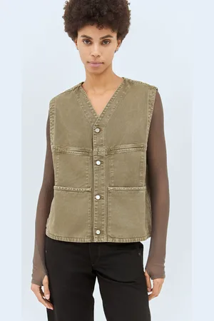 LEMAIRE Denim Waistcoat - Femme Blousons Khaki Fr - 40