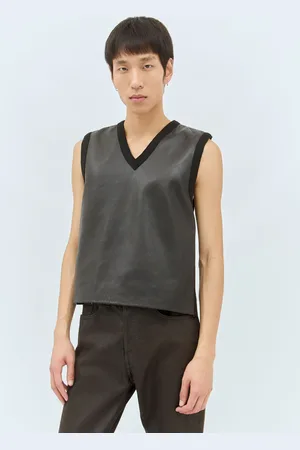 DRIES VAN NOTEN Leather And Knit Vest - Homme Hauts S