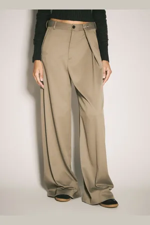 Maison Margiela Wide-leg Pinched Pantalon - Femme Pantalons Khaki It - 40