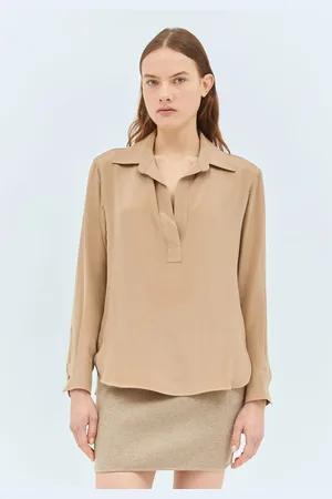 Max Mara Silk Crêpe De Chine Chemise- Femme Chemises Beige It - 40